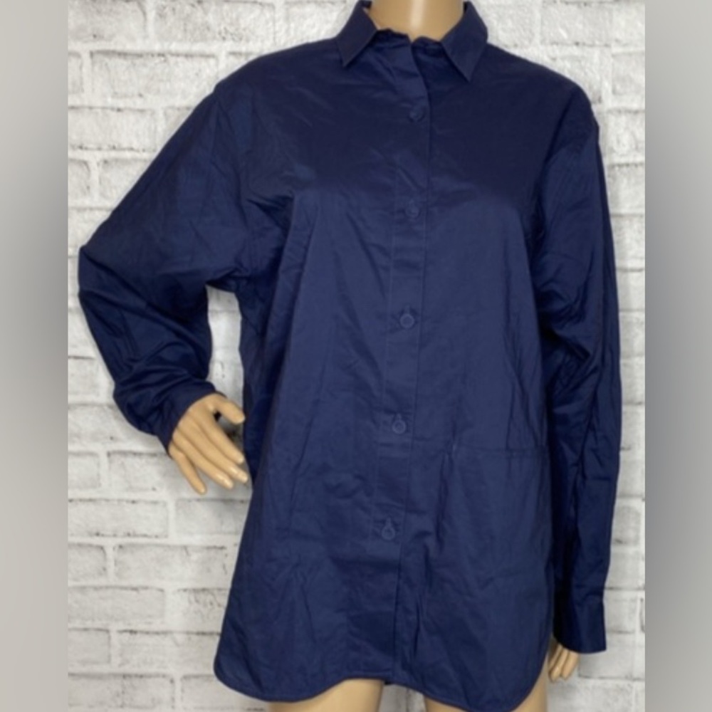 LUNYA Airy Cotton good in bed  Long Sleeve Set PJ Women's Size XS/Small Navy